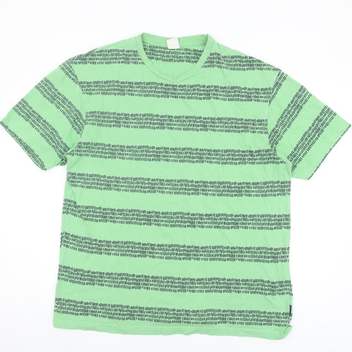 Springfield Men's Green Striped Crew Neck T-Shirt L