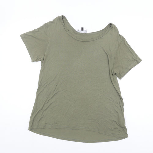 Warehouse Women's Green Basic T-Shirt, Size 10, Viscose