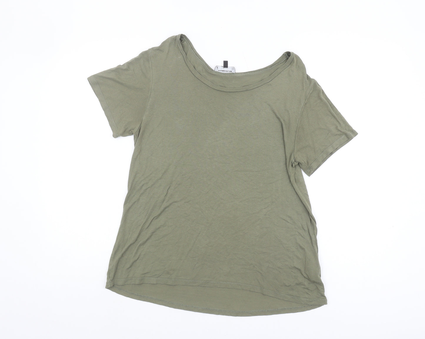 Warehouse Women's Green Basic T-Shirt, Size 10, Viscose