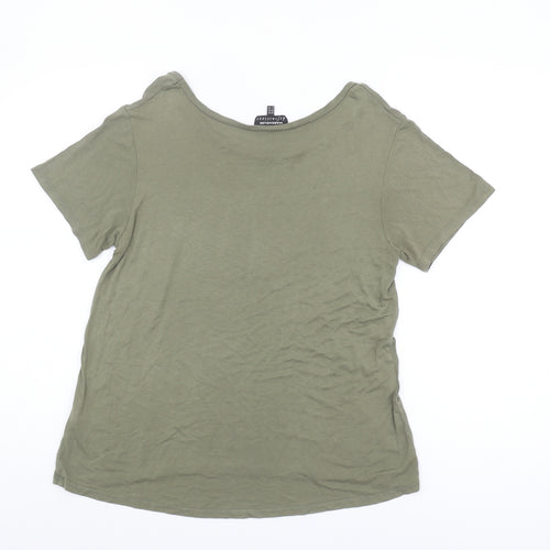 Warehouse Women's Green Basic T-Shirt, Size 10, Viscose