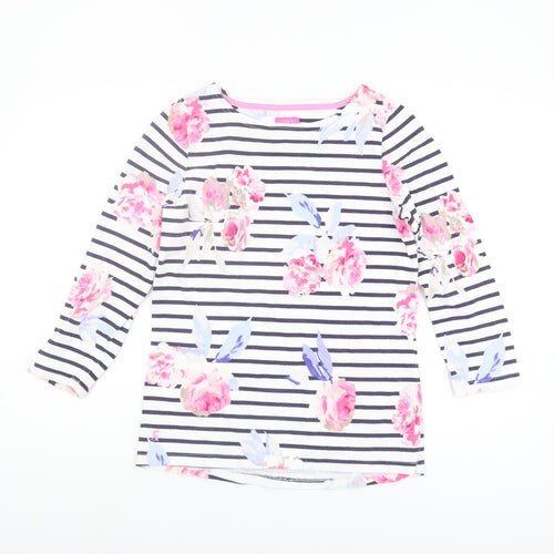 Joules Women's Multicoloured Floral Stripe T-Shirt UK 8