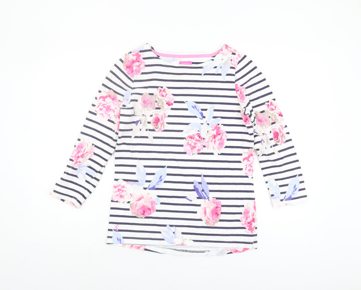 Joules Women's Multicoloured Floral Stripe T-Shirt UK 8