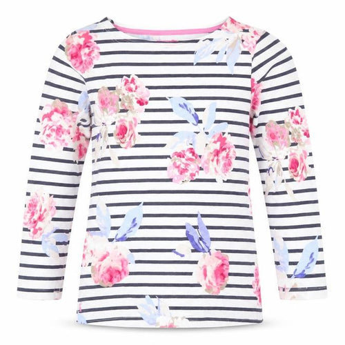 Joules Women's Multicoloured Floral Stripe T-Shirt UK 8