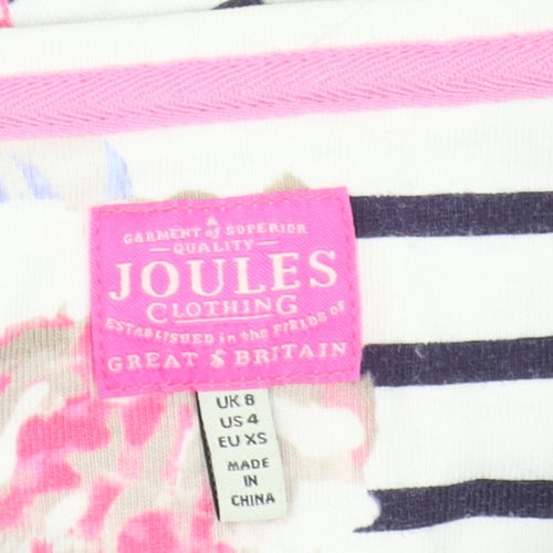 Joules Women's Multicoloured Floral Stripe T-Shirt UK 8