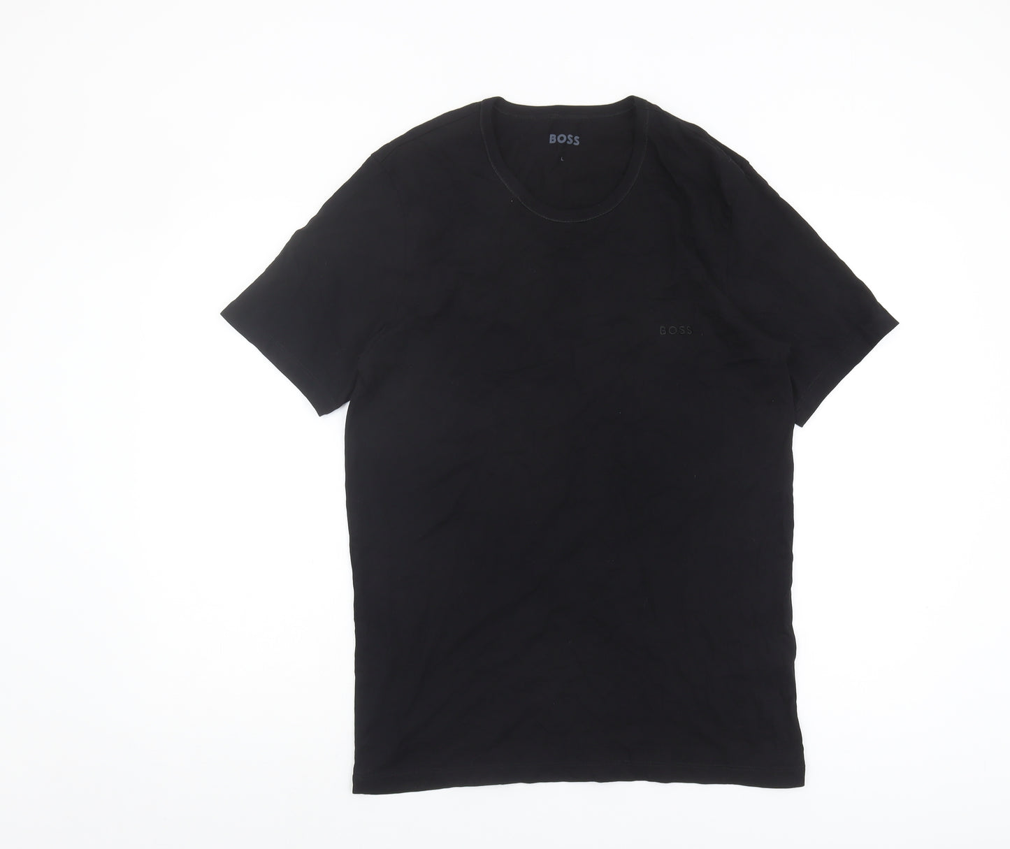 Boss Men's Black Cotton Crew Neck T-Shirt Size L