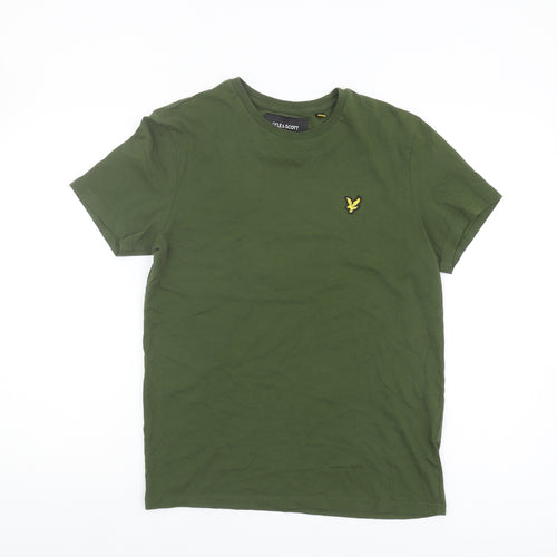 Lyle & Scott Men's Green Cotton T-Shirt, M, Logo Accent