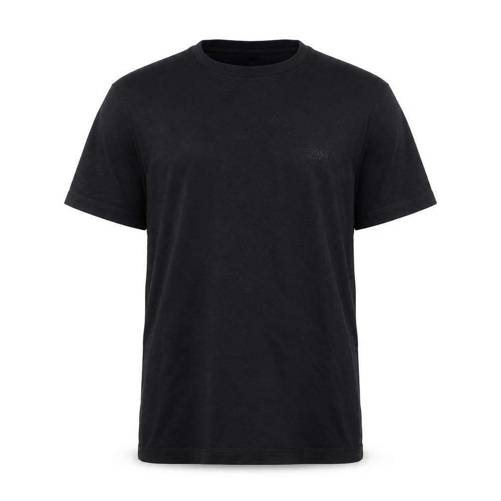 Front view of BOSS Men's Black Cotton Crew Neck T-Shirt M