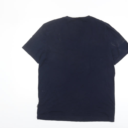 BOSS Men's Blue T-Shirt, Large, Short Sleeve, Crew Neck