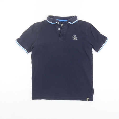 Penguin Boys Blue Polo Shirt 8-9 Years, Short Sleeve, Logo Accent
