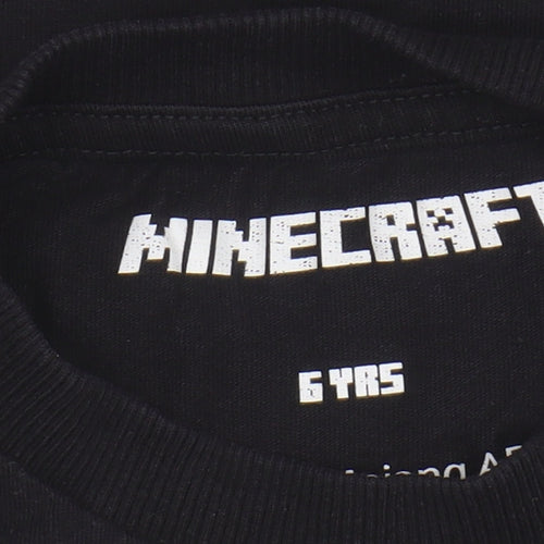 Next Boys' Minecraft Black Graphic T-Shirt, 6 Years