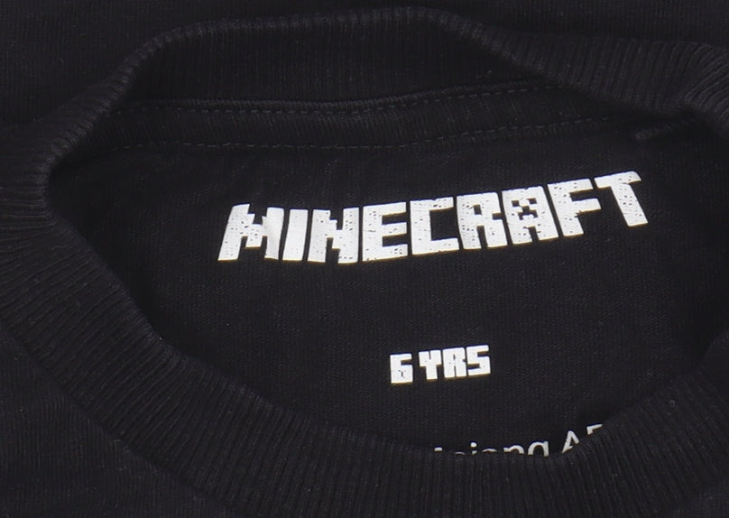 Next Boys' Minecraft Black Graphic T-Shirt, 6 Years