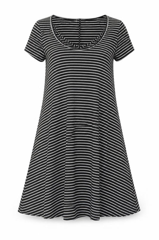Front view of Hollister Teens Black Striped T-Shirt Dress XS