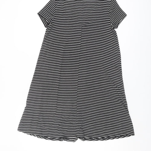 Hollister Teens Black Striped T-Shirt Dress XS