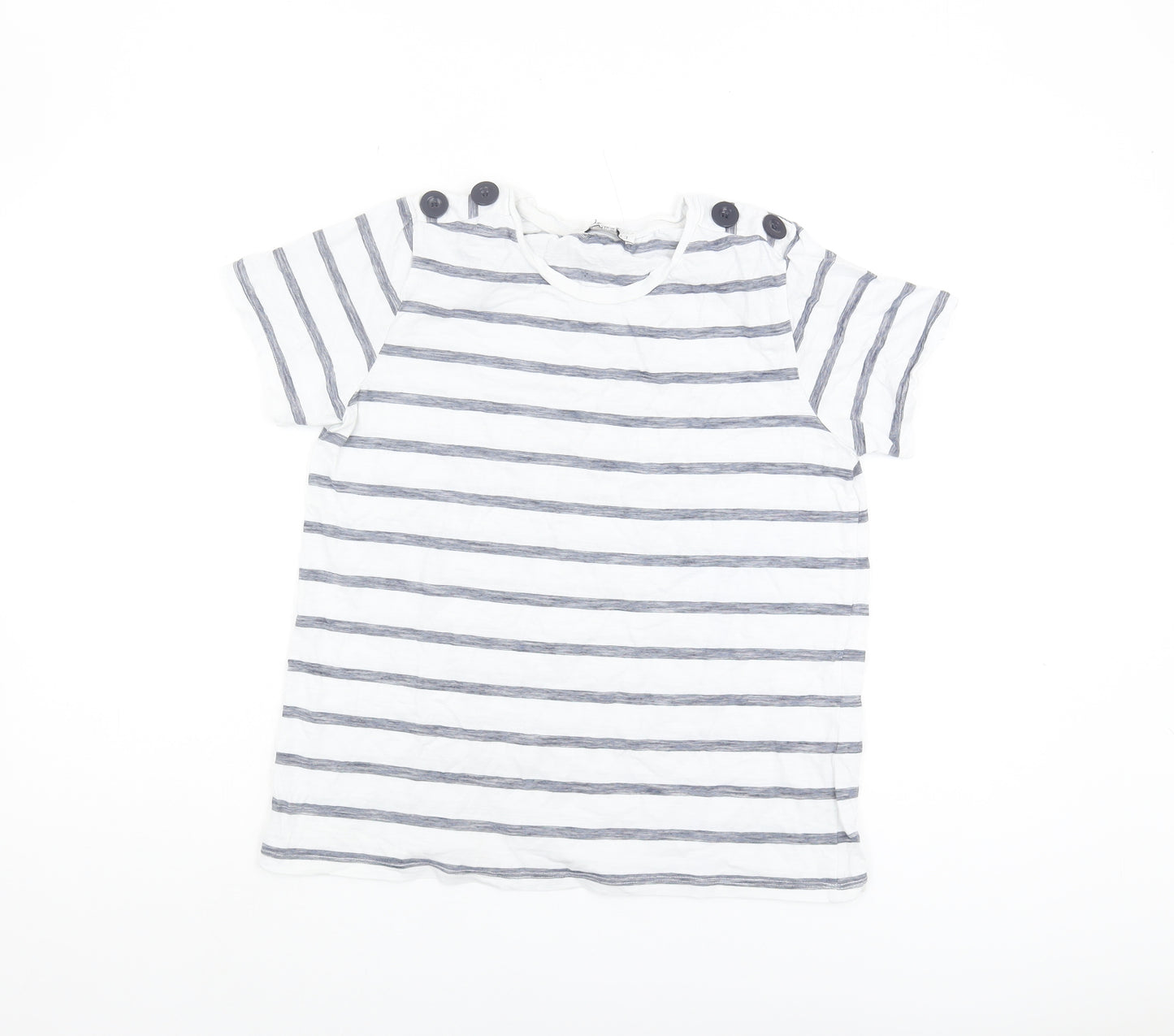 Warehouse Women's White Striped T-Shirt Size 10