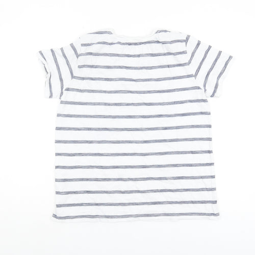Warehouse Women's White Striped T-Shirt Size 10
