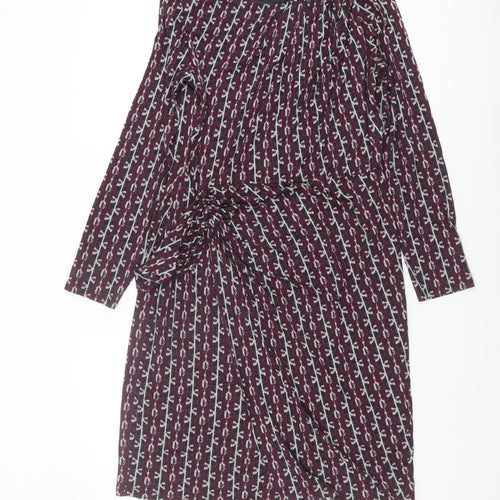 Marks and Spencer Geometric Purple Dress, Size 12