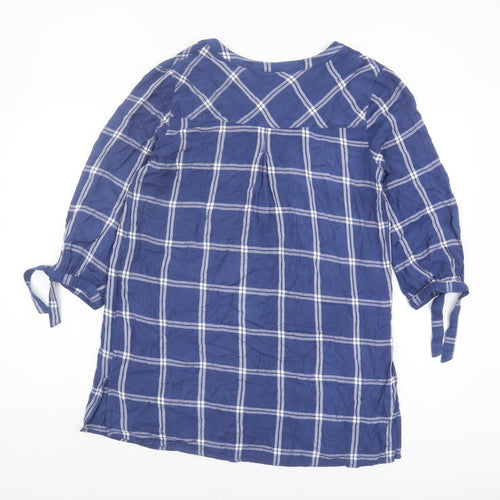 Debenhams Women's Blue Check Tunic Blouse Size 14