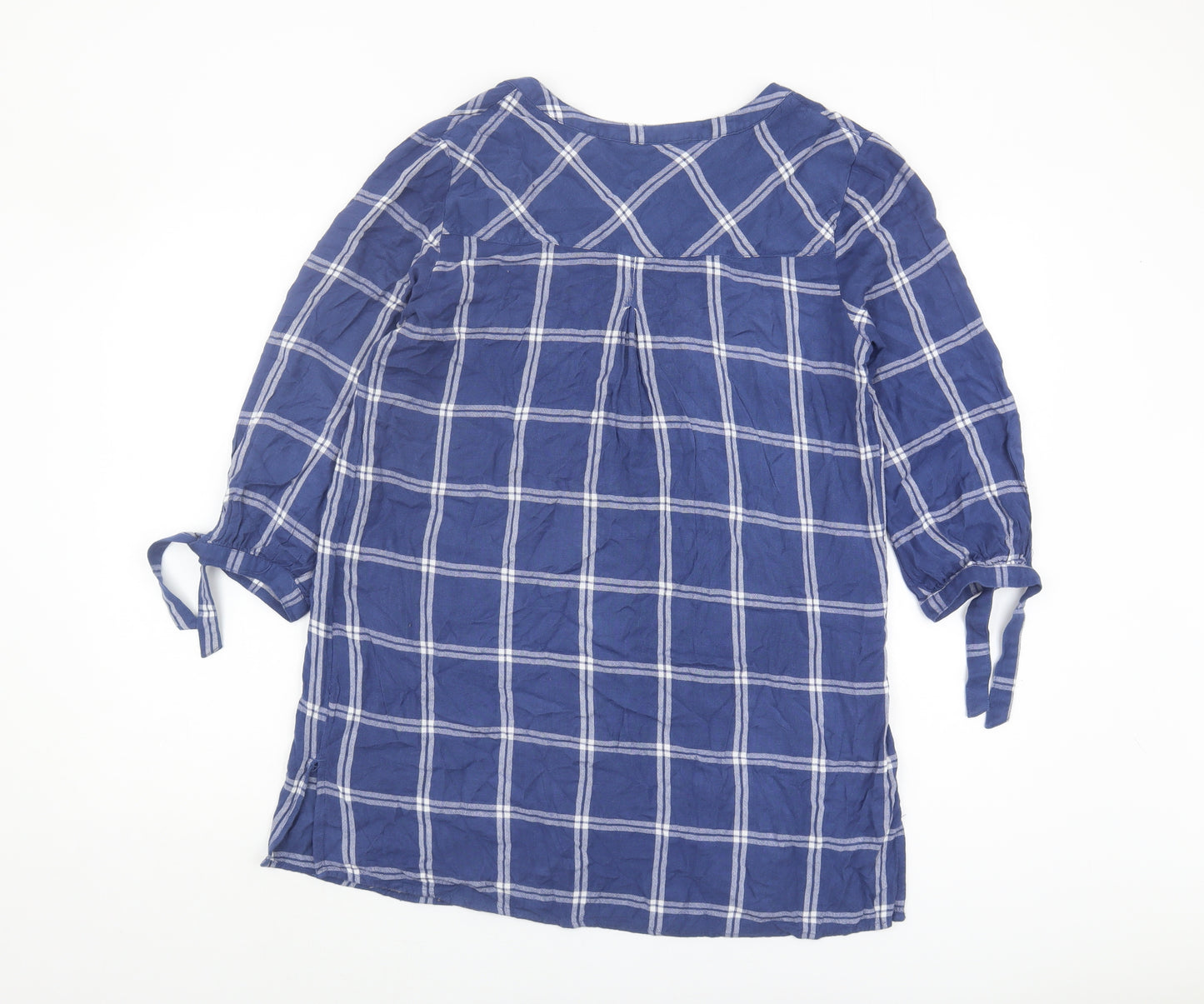Debenhams Women's Blue Check Tunic Blouse Size 14