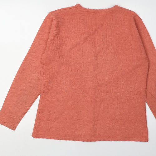 Alibi Women's Orange Floral Embroidered Cardigan