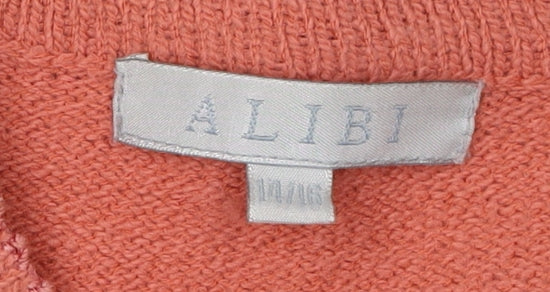 Alibi Women's Orange Floral Embroidered Cardigan