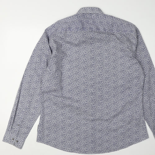 French Connection Men's Blue Floral Shirt XL