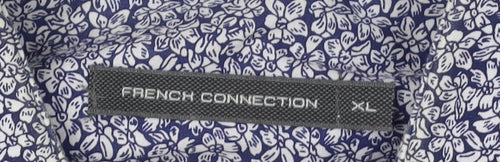 French Connection Men's Blue Floral Shirt XL