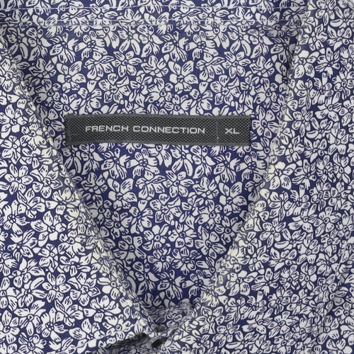 French Connection Men's Blue Floral Shirt XL