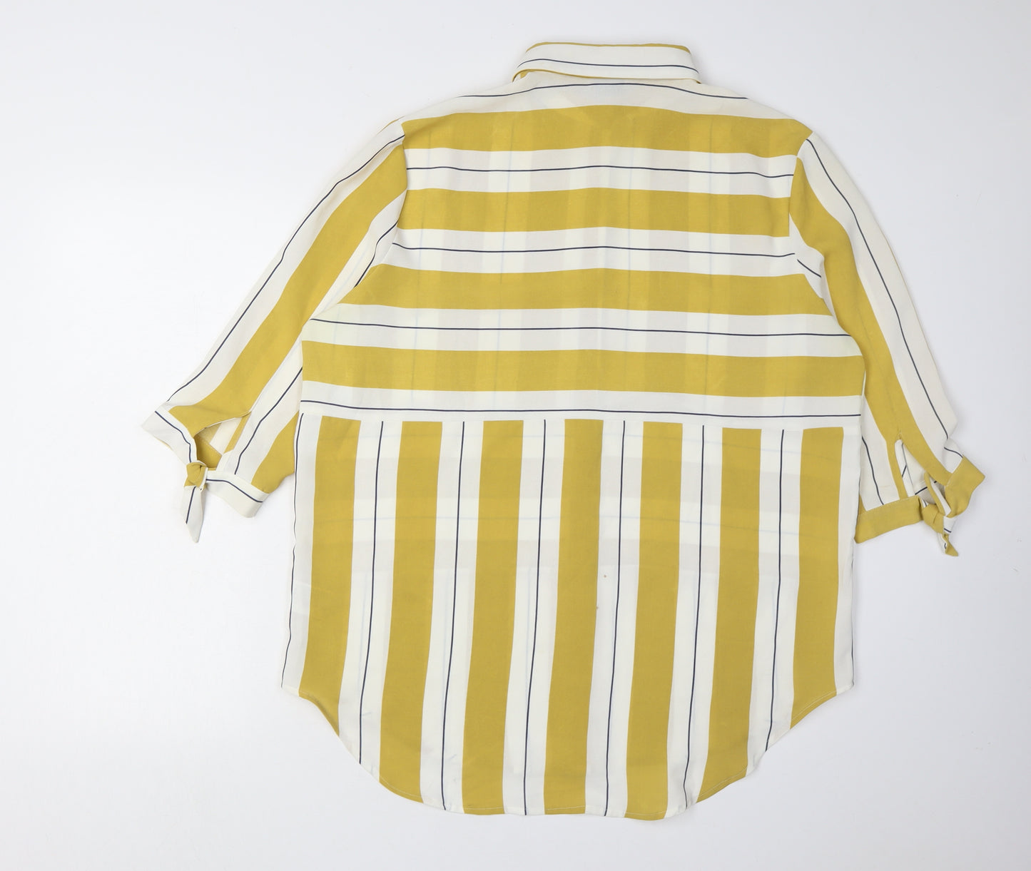 Izabel London Women's Yellow Striped Button-Up Shirt Size 8