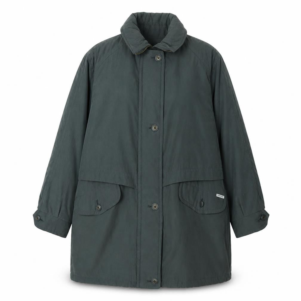 Front view of Dannimac Women's Long Coat Green L - Casual Autumn