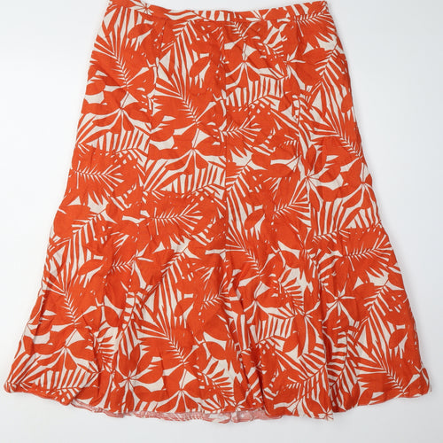 Viyella Women's Orange A-Line Floral Skirt Size 12