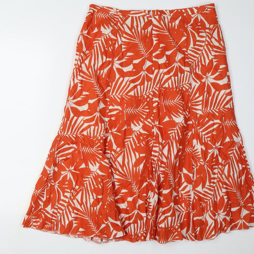 Viyella Women's Orange A-Line Floral Skirt Size 12