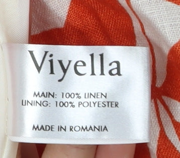 Viyella Women's Orange A-Line Floral Skirt Size 12