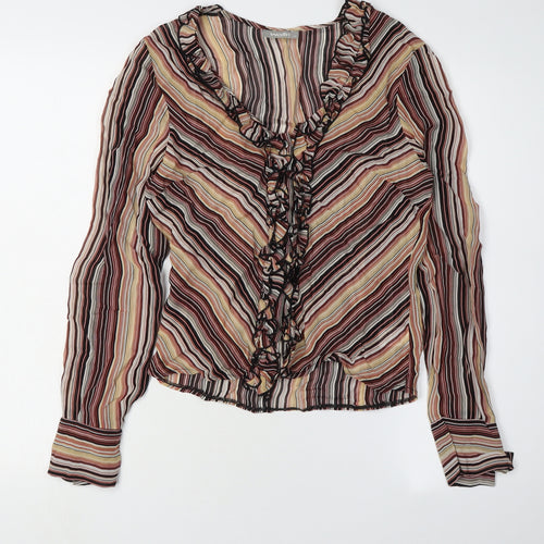 Wallis Women's Multicoloured Striped Viscose Blouse Size 10