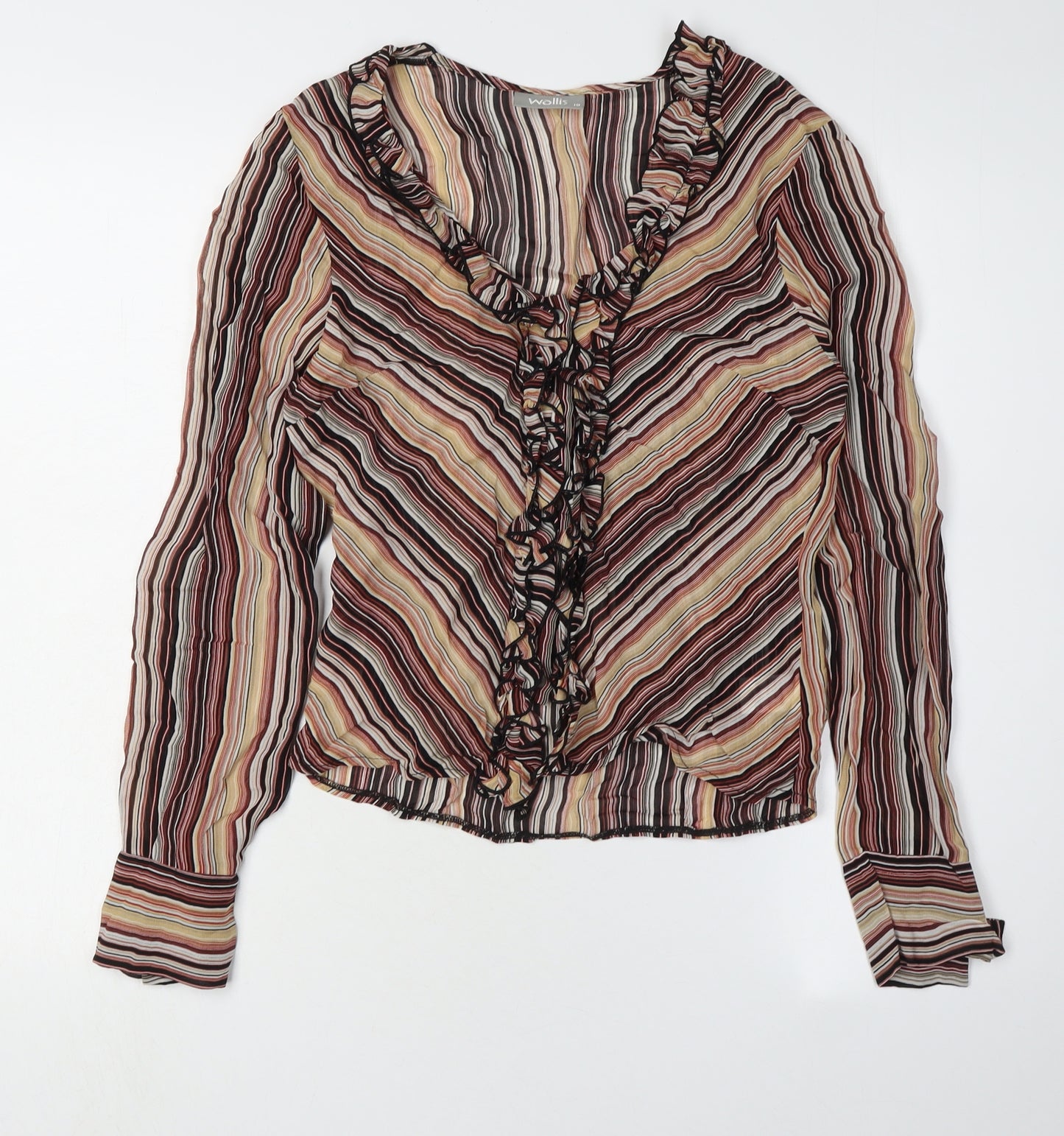 Wallis Women's Multicoloured Striped Viscose Blouse Size 10