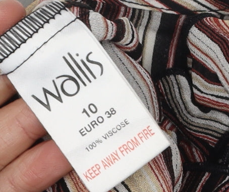 Wallis Women's Multicoloured Striped Viscose Blouse Size 10