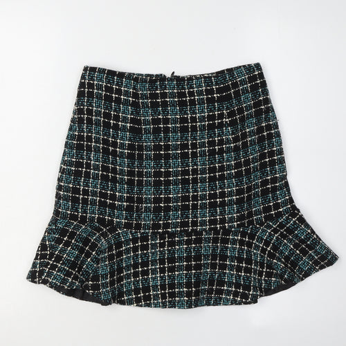 Oasis Women's Black Checked Short Skirt, Pencil Style