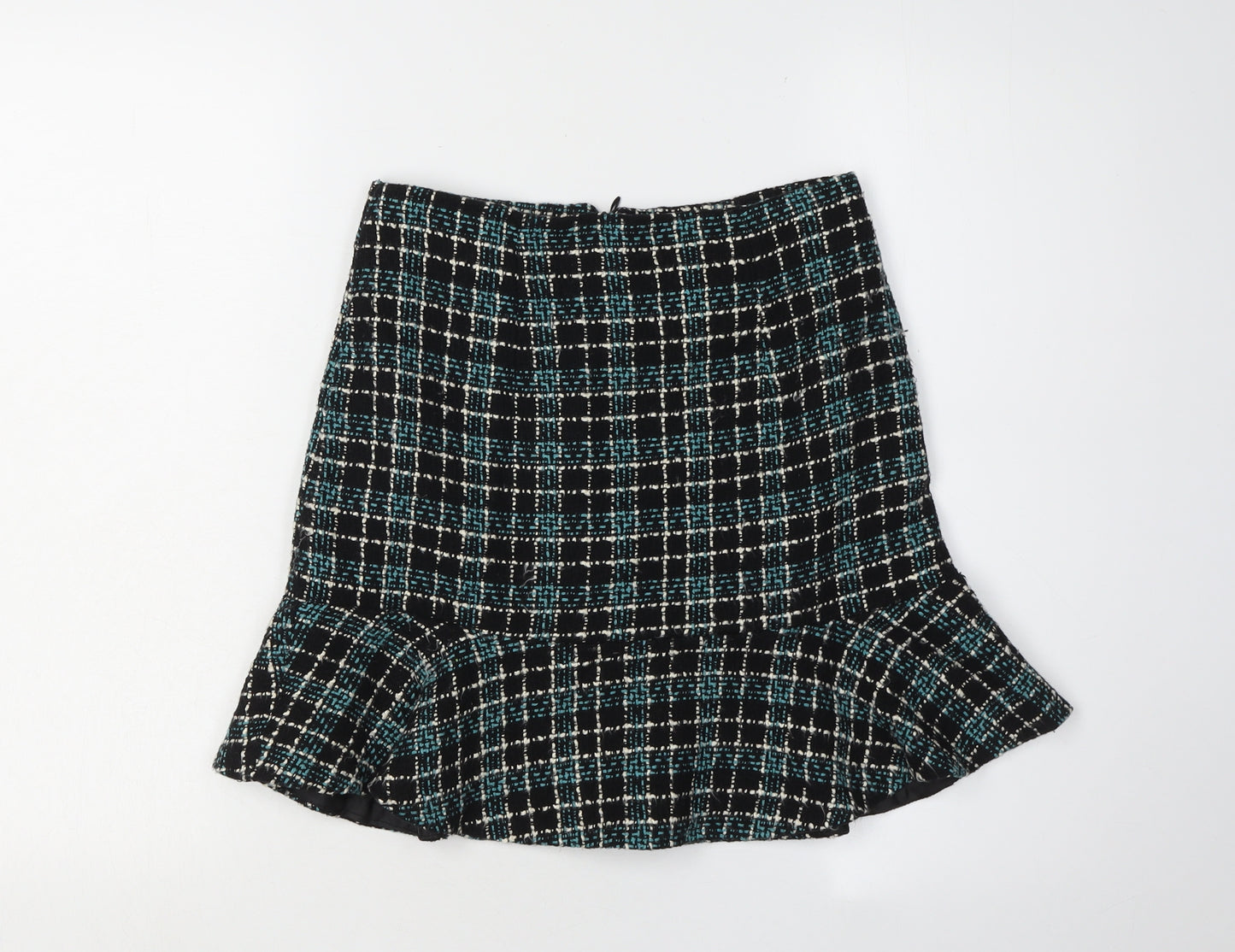 Oasis Women's Black Checked Short Skirt, Pencil Style