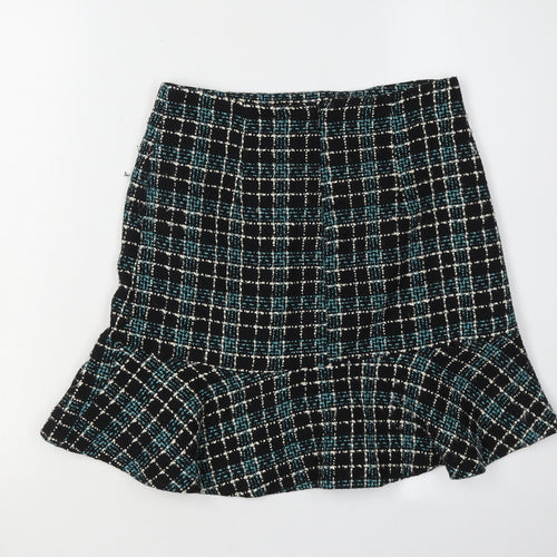 Oasis Women's Black Checked Short Skirt, Pencil Style