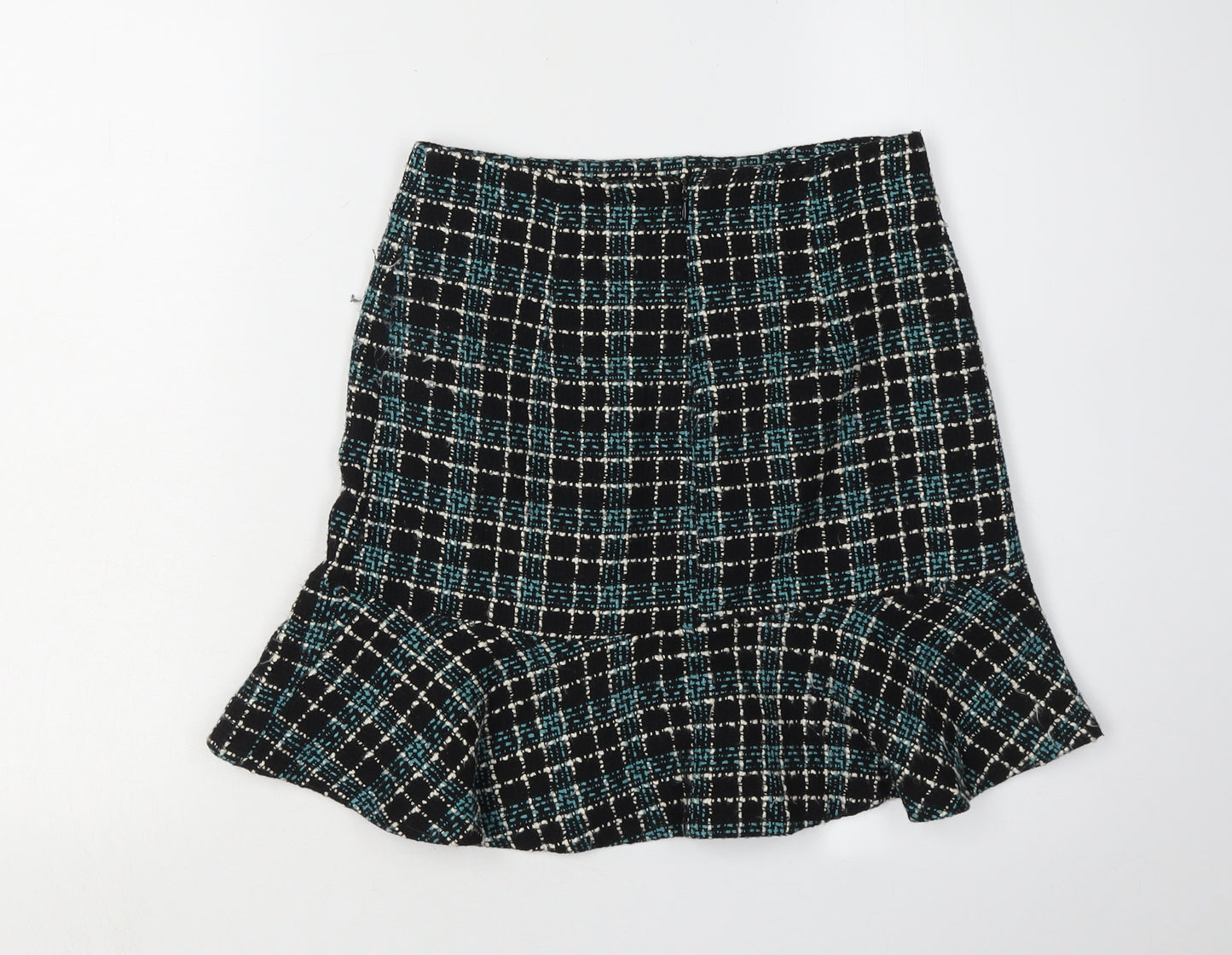 Oasis Women's Black Checked Short Skirt, Pencil Style