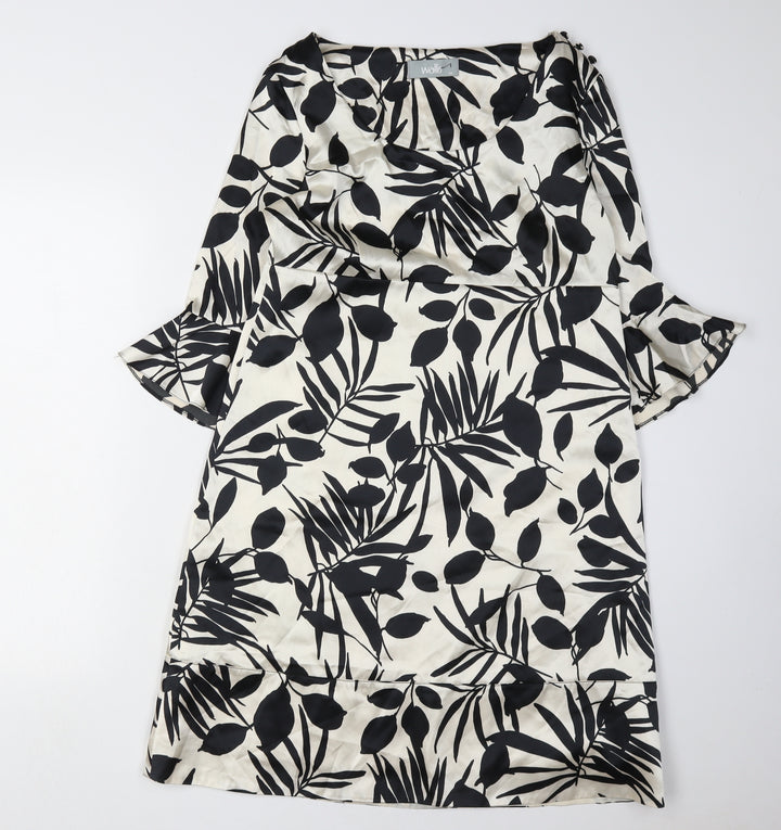 Wallis Women's Black & White Floral Dress Size 10