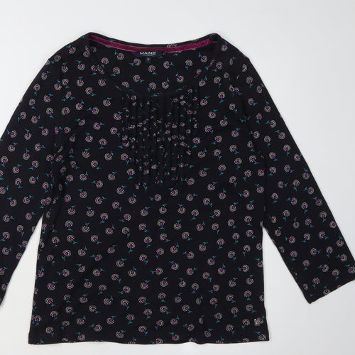 Maine New England Women's Black Floral Blouse Size 12
