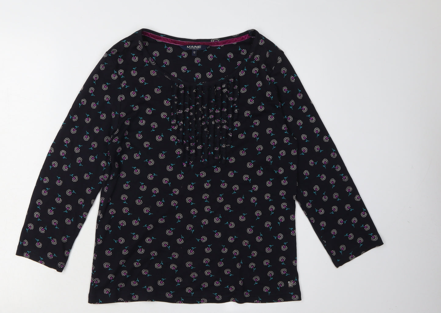 Maine New England Women's Black Floral Blouse Size 12
