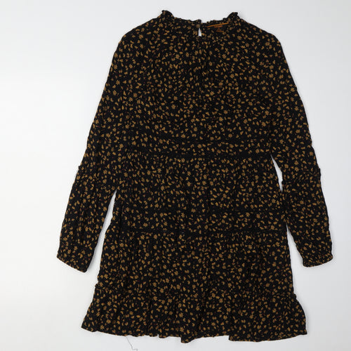 Superdry Women's Black Floral A-Line Dress Size 8