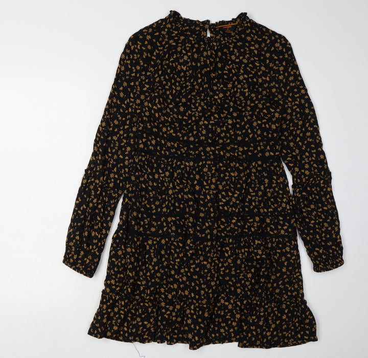 Superdry Women's Black Floral A-Line Dress Size 8