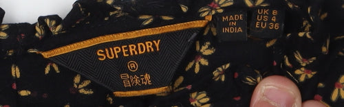 Superdry Women's Black Floral A-Line Dress Size 8