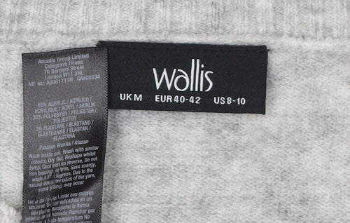 Wallis Women's Grey Pullover Jumper M - Beaded Design