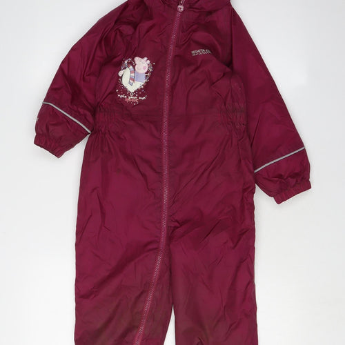Regatta Girls Red Snowsuit 4 Years Peppa Pig Hooded