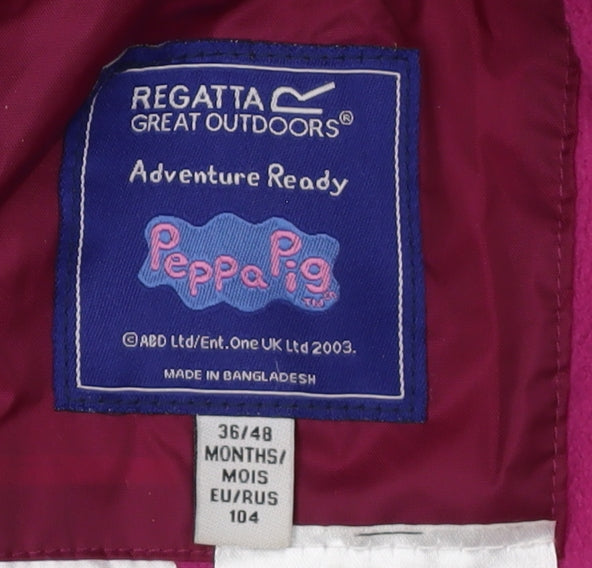 Regatta Girls Red Snowsuit 4 Years Peppa Pig Hooded