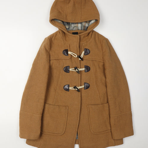 Oasis Brown Tweed Hooded Duffle Coat S Women