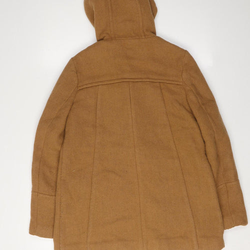 Oasis Brown Tweed Hooded Duffle Coat S Women